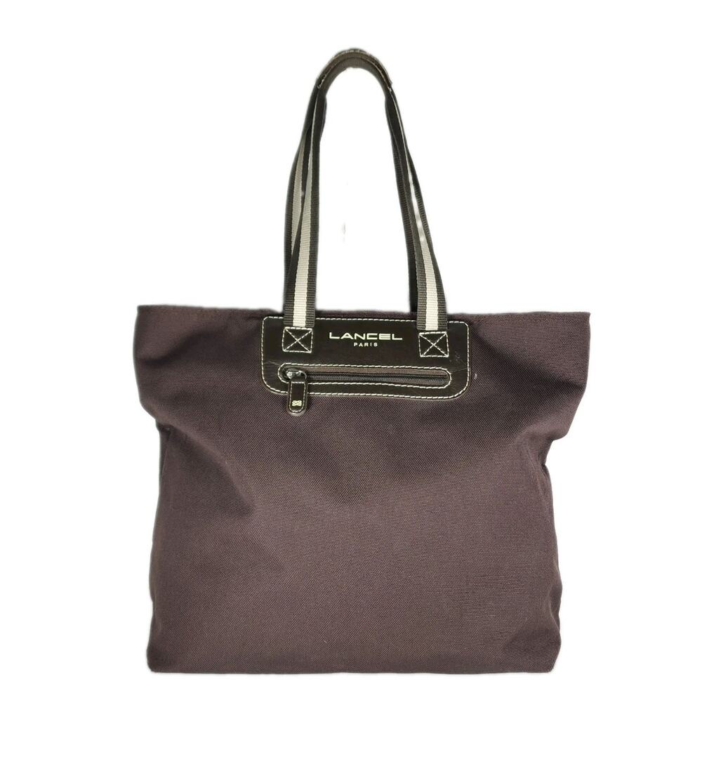 Lancel Paris Women's Brown Large Canvas Tote Handbag Purse